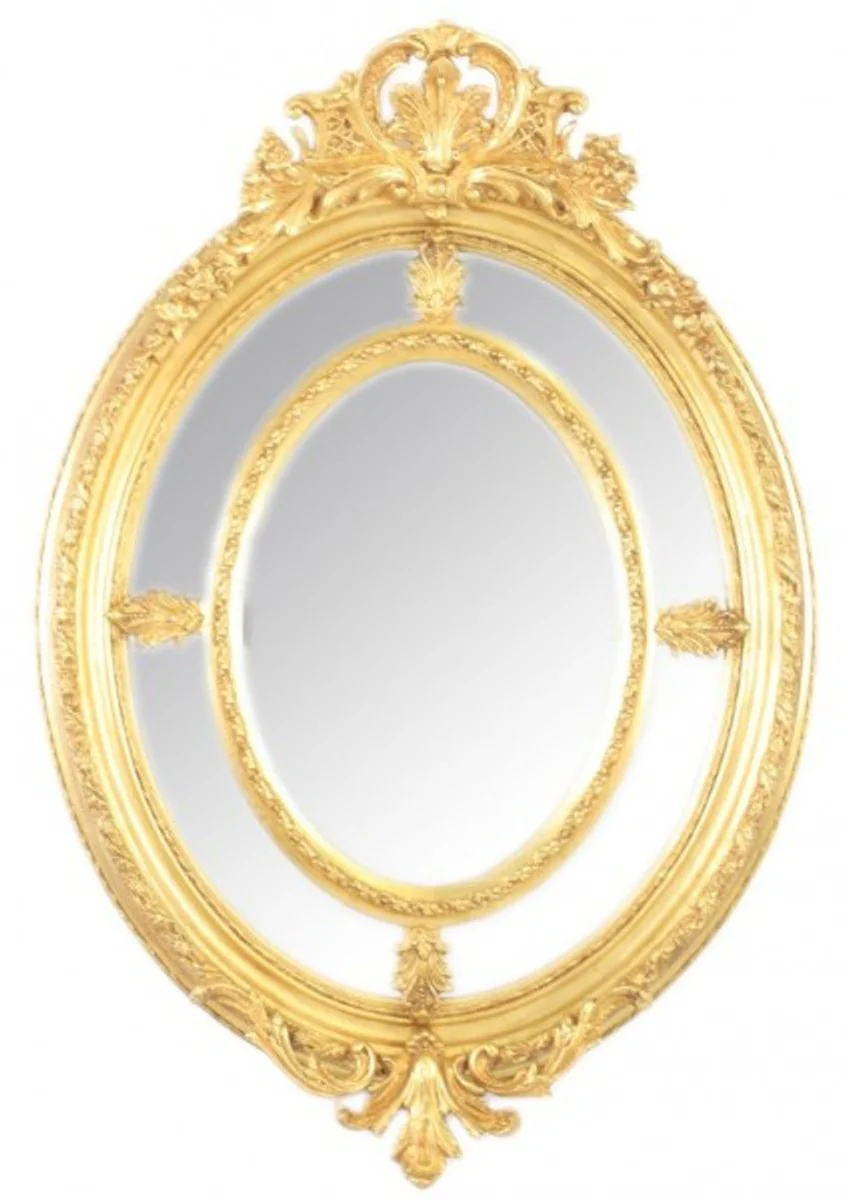 Baroque wall mirror oval gold 100 x 150 cm - noble & magnificent - golden mirror
