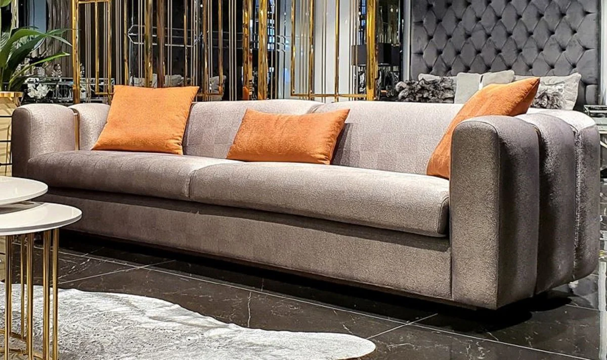 Luxury sofa silver / gold 240 x 95 x H. 85 cm - living room sofa - hotel sofa - luxury furniture