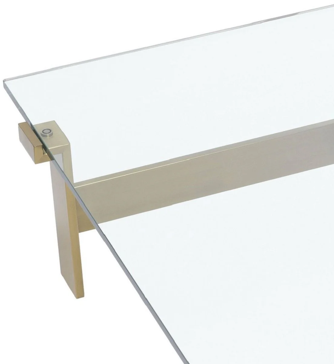 Luxury coffee table brass colored 120 x 120 x H. 30 cm - Square stainless steel living room table with glass top - Living room furniture - Luxury quality