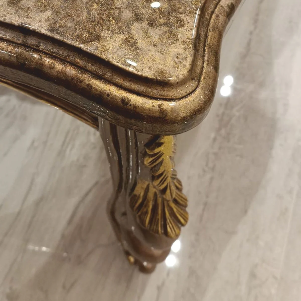 Luxury Baroque Coffee Table Gray / Gold 123 cm - Baroque style living room furniture