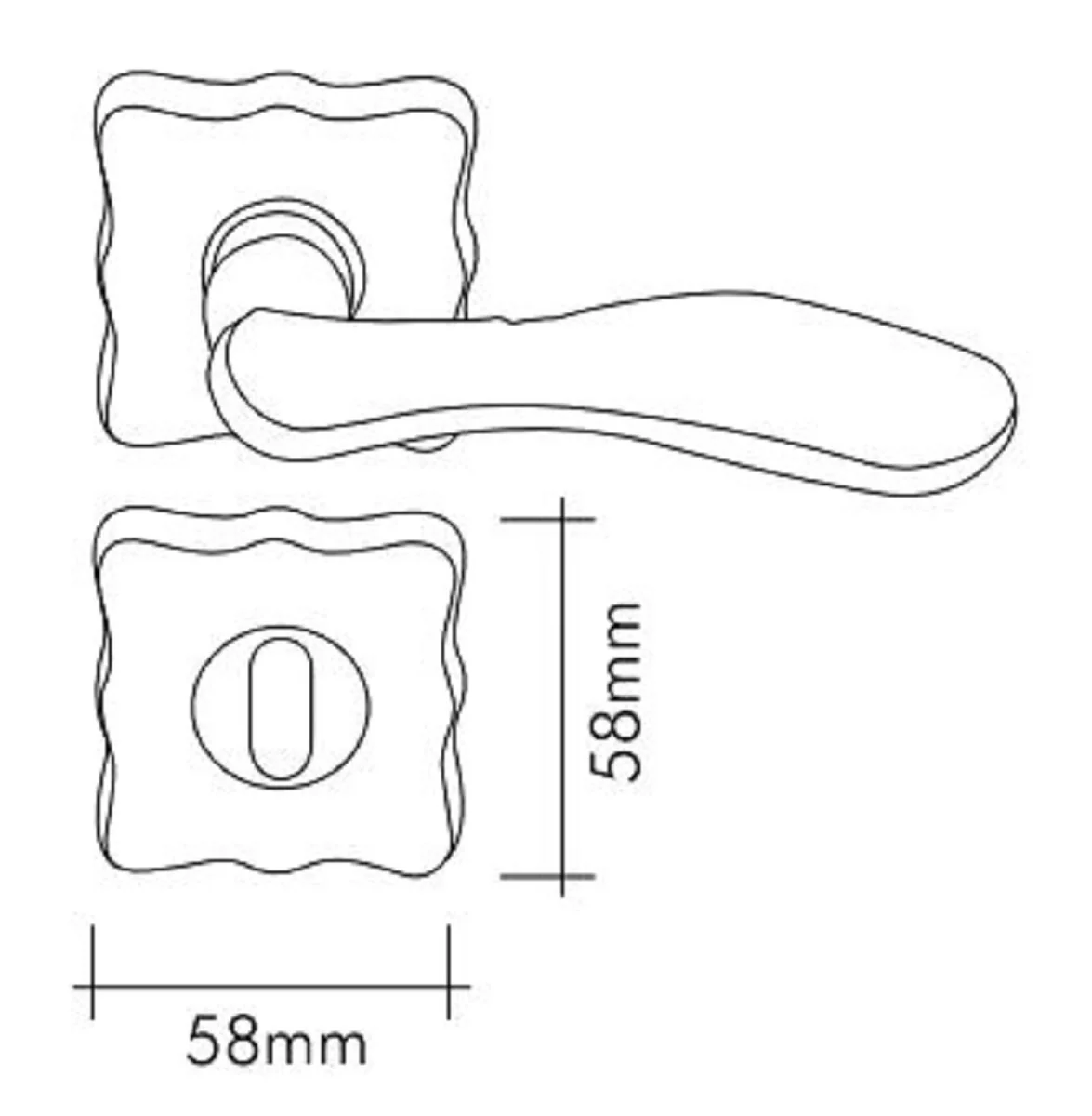 Baroque door handle set brass patinated 13 x H. 5.8 cm - Elegant door handles with square rosettes - Baroque decorative accessories