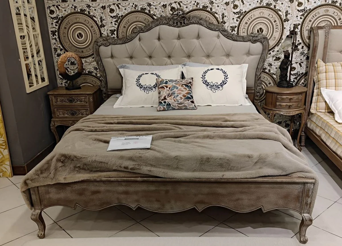 Pompöös by Luxury Baroque Double Bed Provence Gray / Antique Gray - Designed by Harald Glööckler