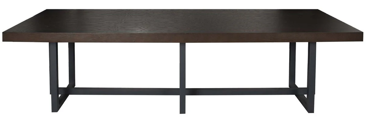 Luxury dining table dark brown / dark gray - various sizes - rectangular kitchen table with solid wood table top and metal legs - dining room furniture - kitchen furniture - luxury furniture