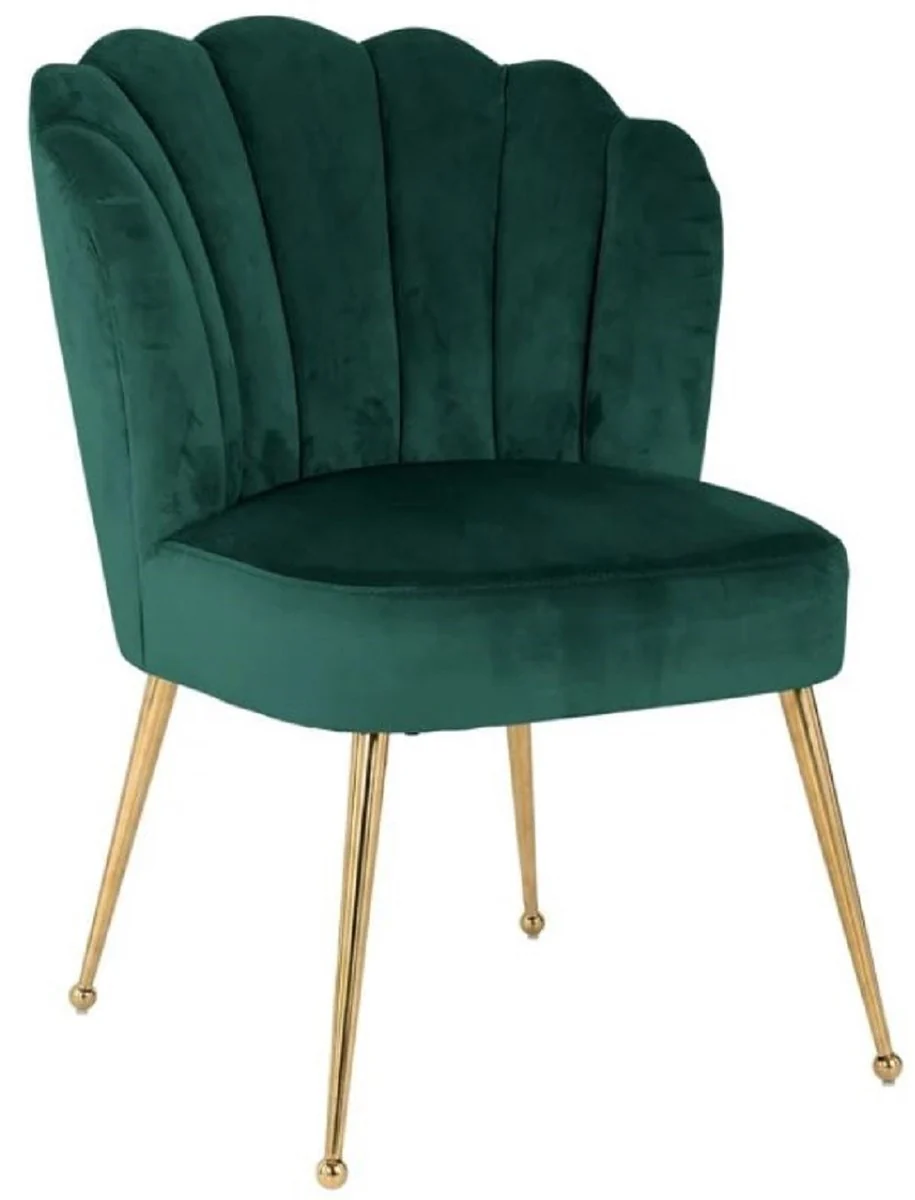 Luxury velvet dining room chair green / gold 66 x 64 x H. 86 cm - kitchen chair with velvet fabric - dining room furniture - kitchen furniture - luxury furniture