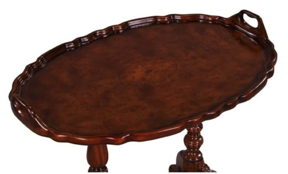 Luxury baroque tea table / side table with 2 carrying handles brown 66.5 x 44.5 x H. 55.2 cm - baroque furniture