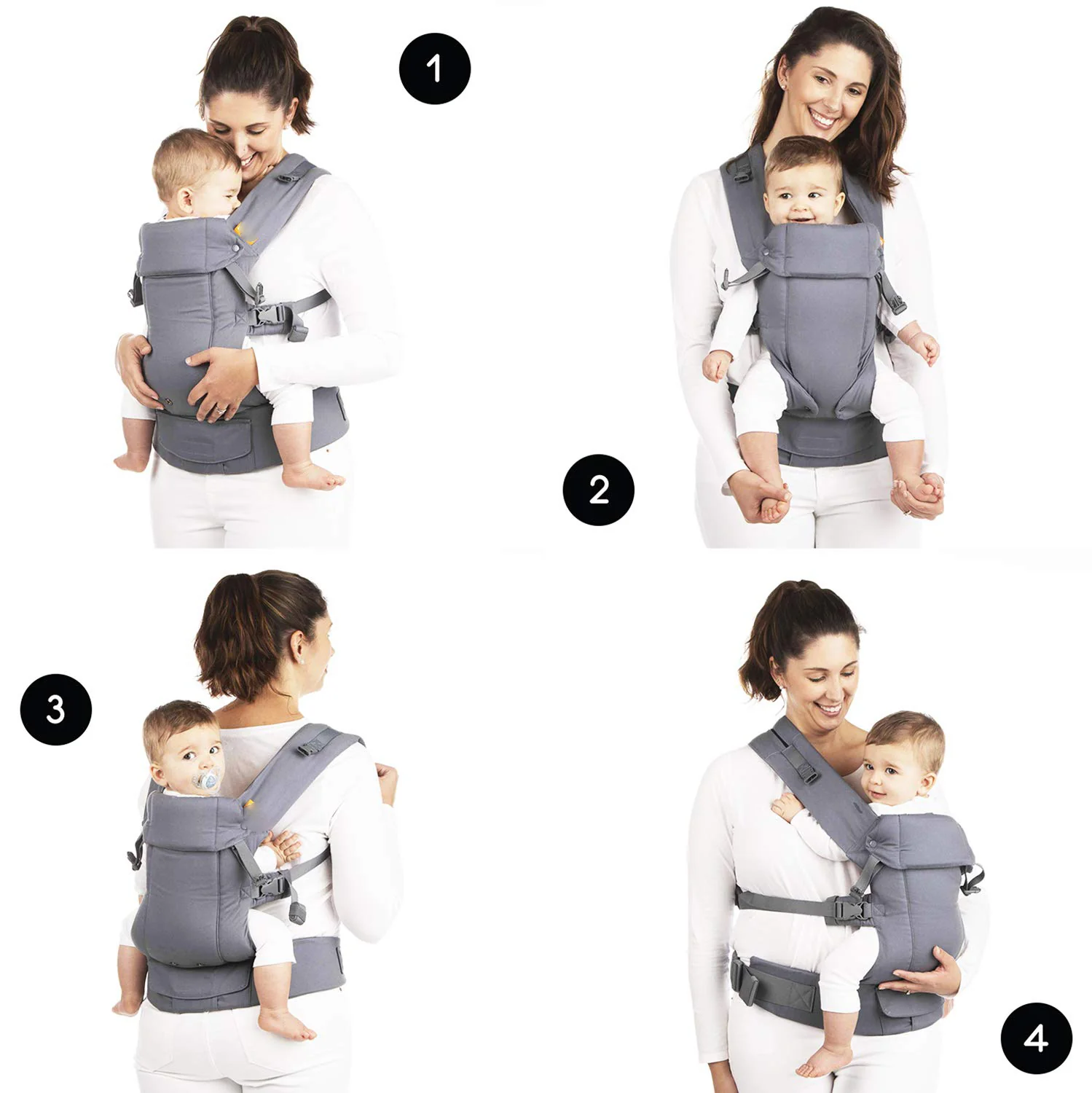 Babytrage für Neugeborene bis Kleinkinder – alle Positionen Babytrage, Babytrage-Rucksack und Baby-Vordertrage mit verstellbarem Sitz, ergonomische Babytrage, 3,3–15,6 kg (Marineblau)