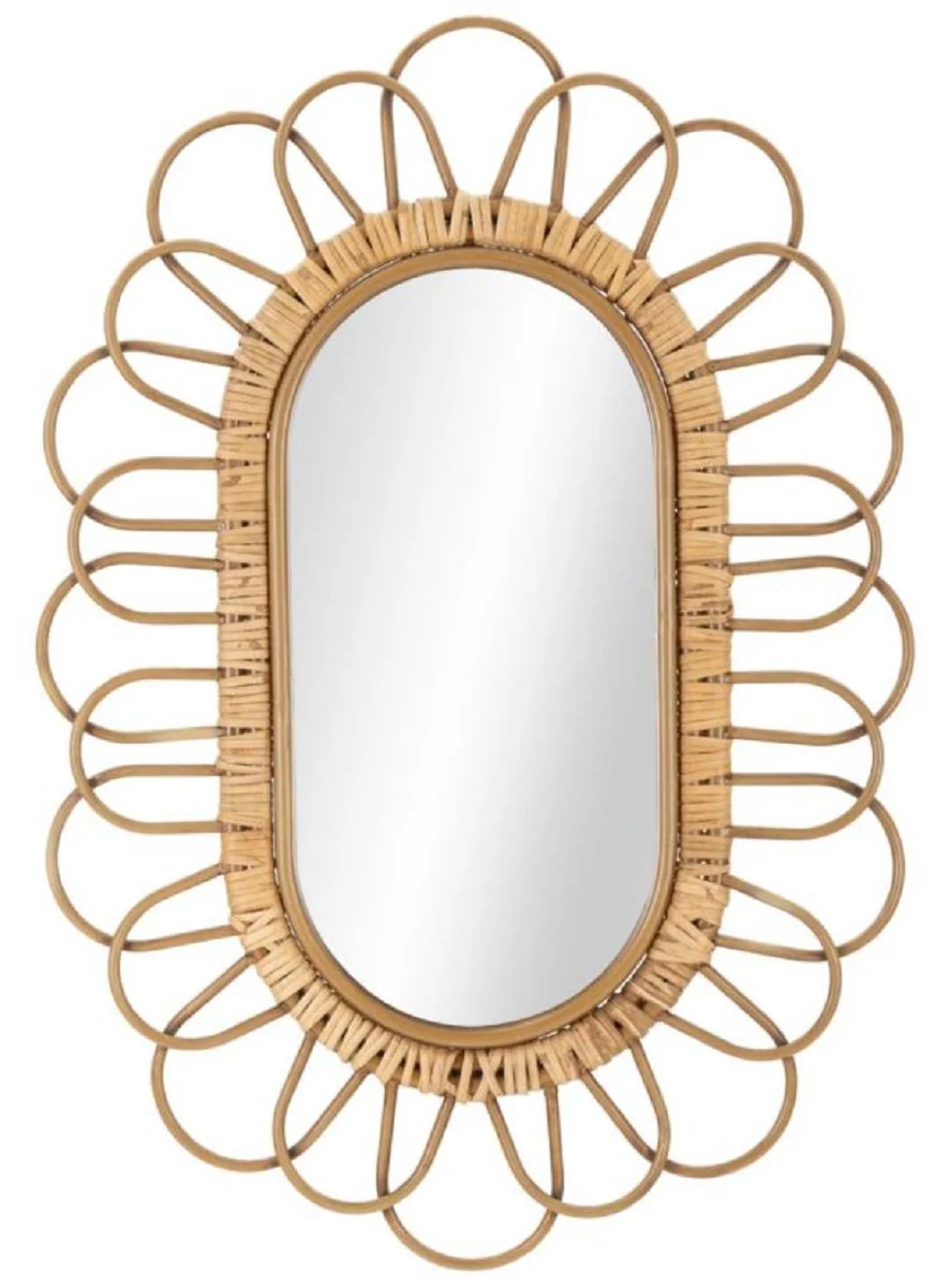 Luxury mirror natural color H. 80 cm - wall mirror with rattan weave