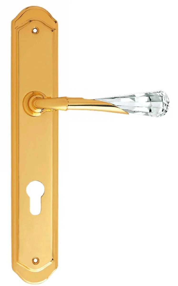 Luxury door handle set gold 15 x H. 28 cm - door handles with Swarovski crystal glass