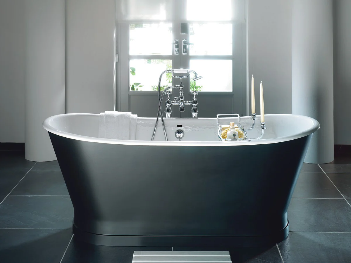 Luxury Art Nouveau bathtub gray / white 170 x 68 x H. 72.5 cm - Freestanding bathtub - Bathroom furniture