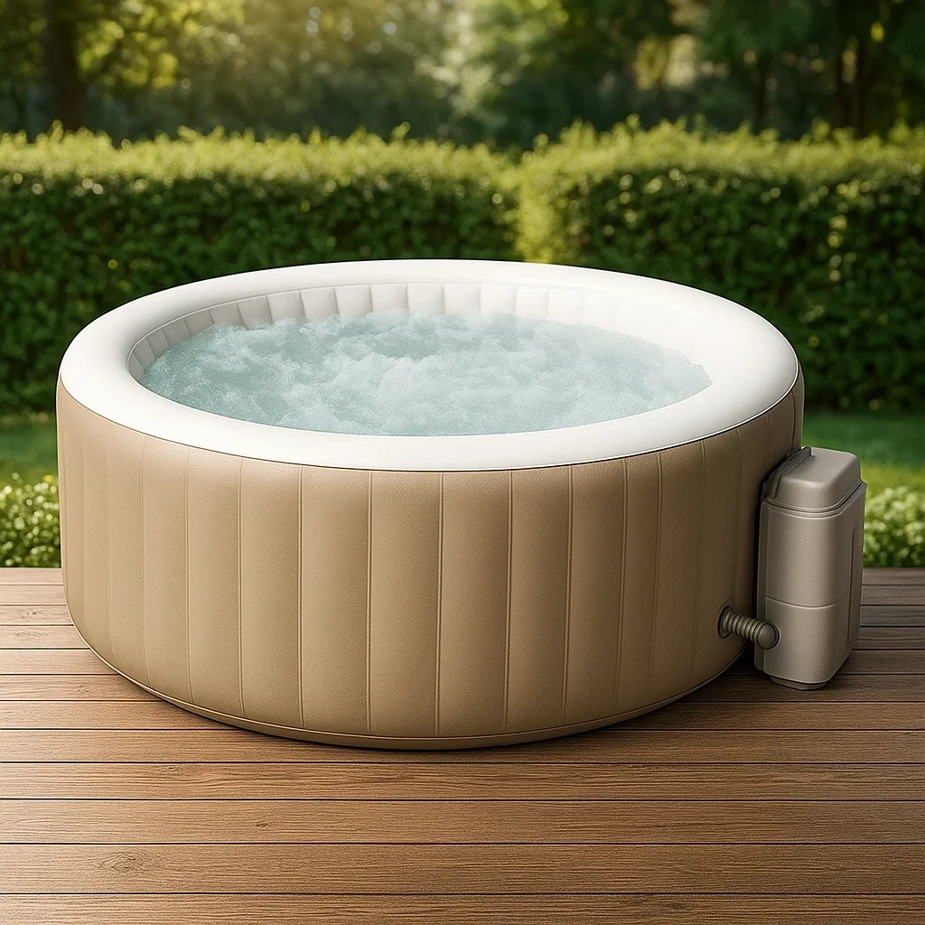 Aufblasbarer Whirlpool 196x196x71 cm 4 Personen rund beige/weiß ZLdAmCF367en