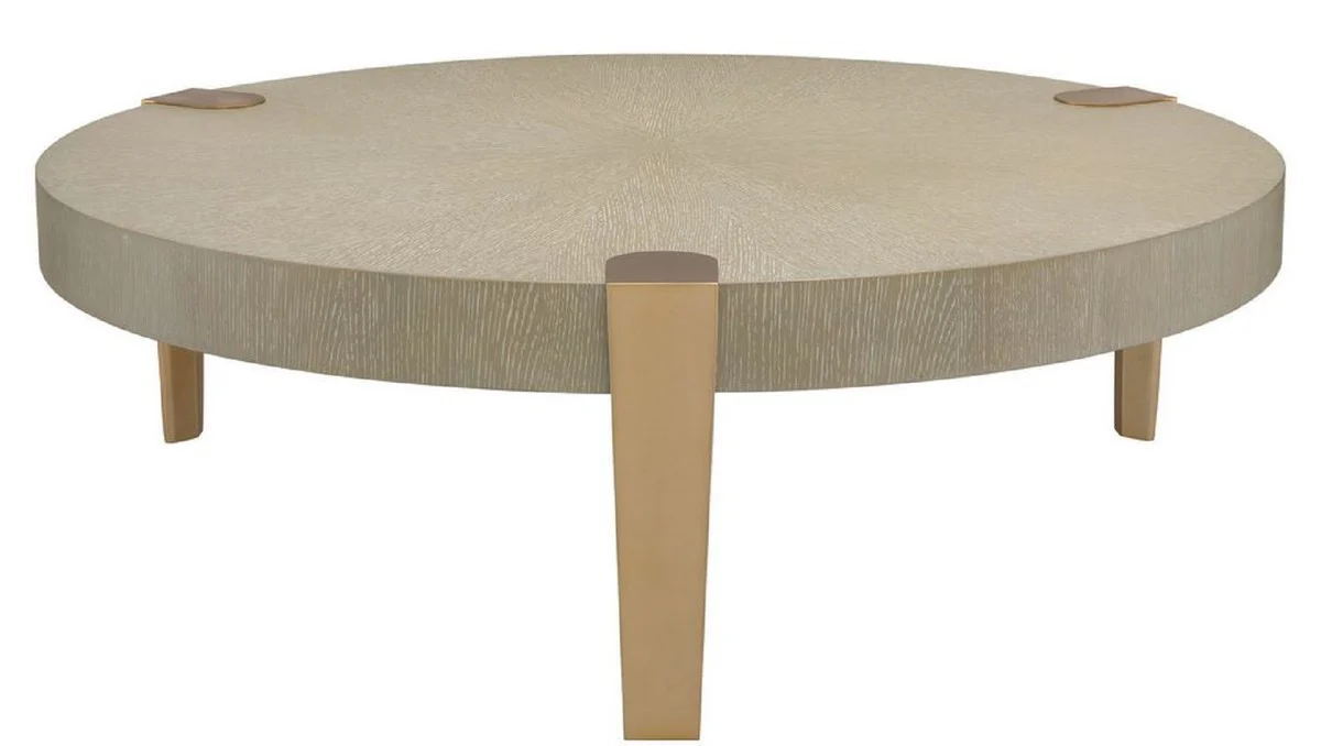 Luxury coffee table light brown / brass colored Ø 121 x H. 38.5 cm - Round living room table with metal legs - Living room furniture