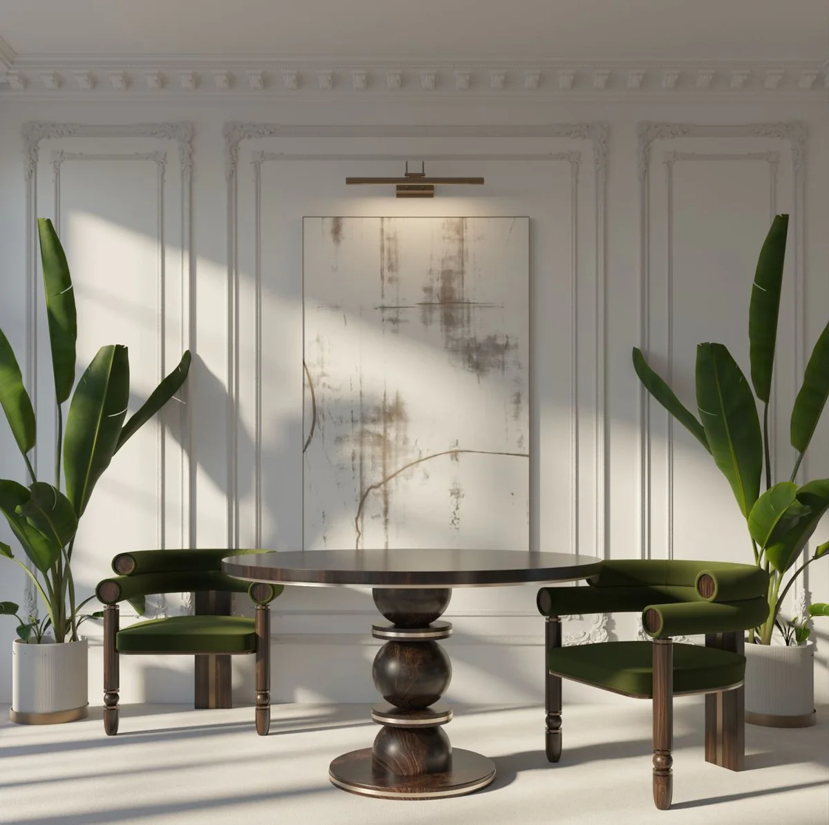 Luxury dining table dark brown / brass Ø 150 x H. 76 cm - Round solid wood dining room table - Dining room furniture - Luxury furniture