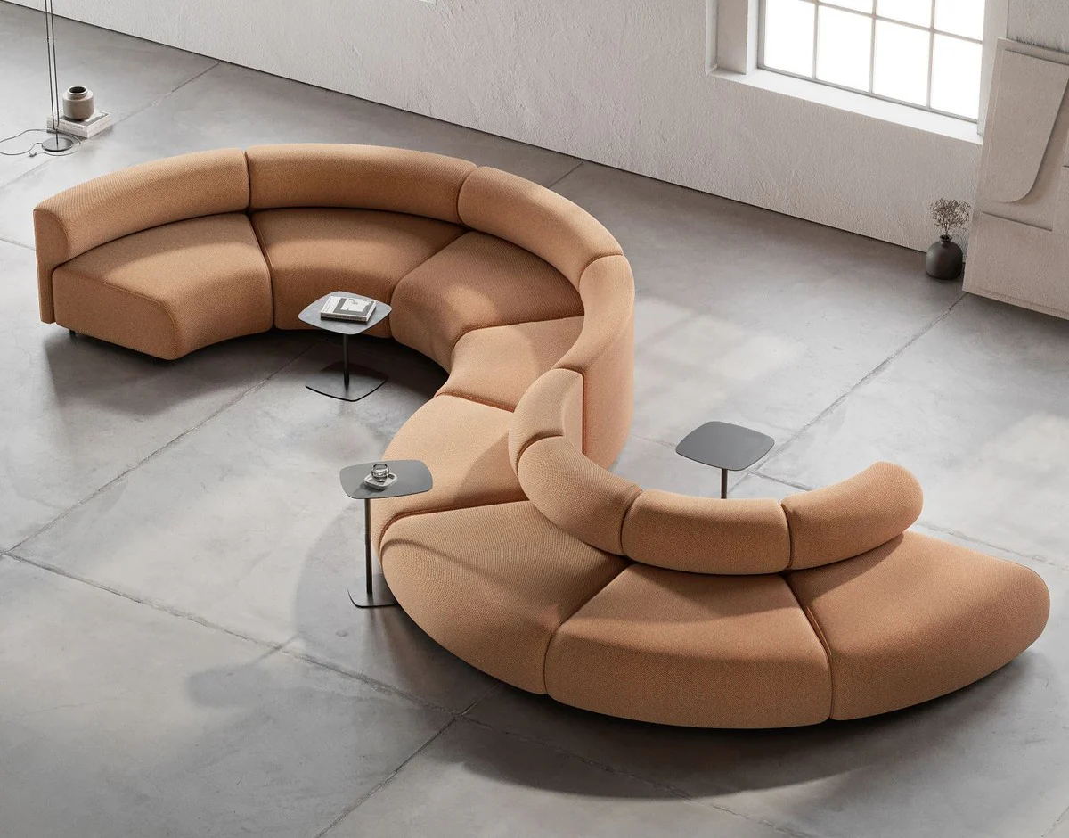 Luxury sofa brown 590 x 340 x H. 72 cm - Curved modular 8-piece sofa - Hotel sofa - Living room furniture - Hotel furniture - Luxury furniture