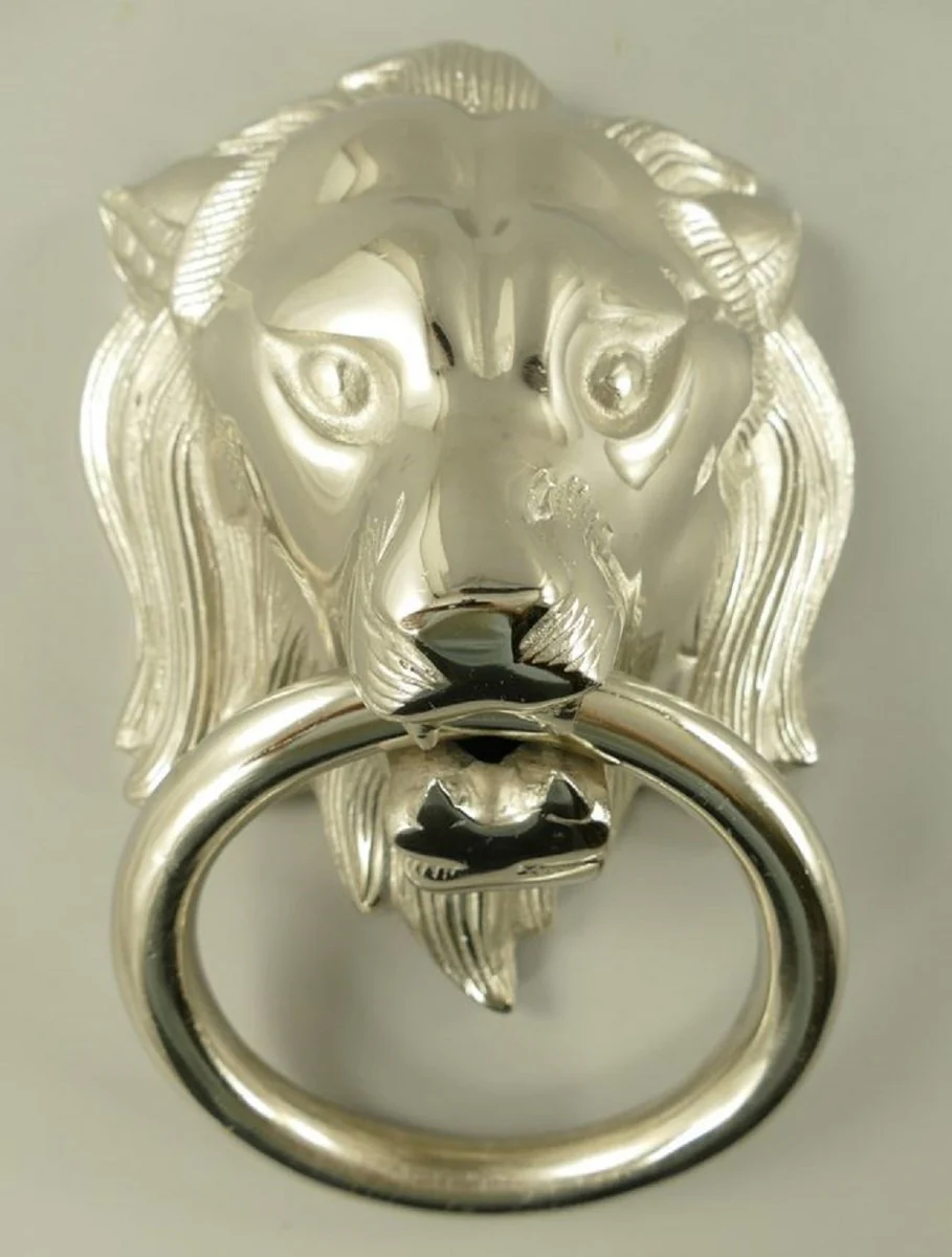 Baroque aluminum door knocker lion silver H. 33 cm - Baroque decorative accessories