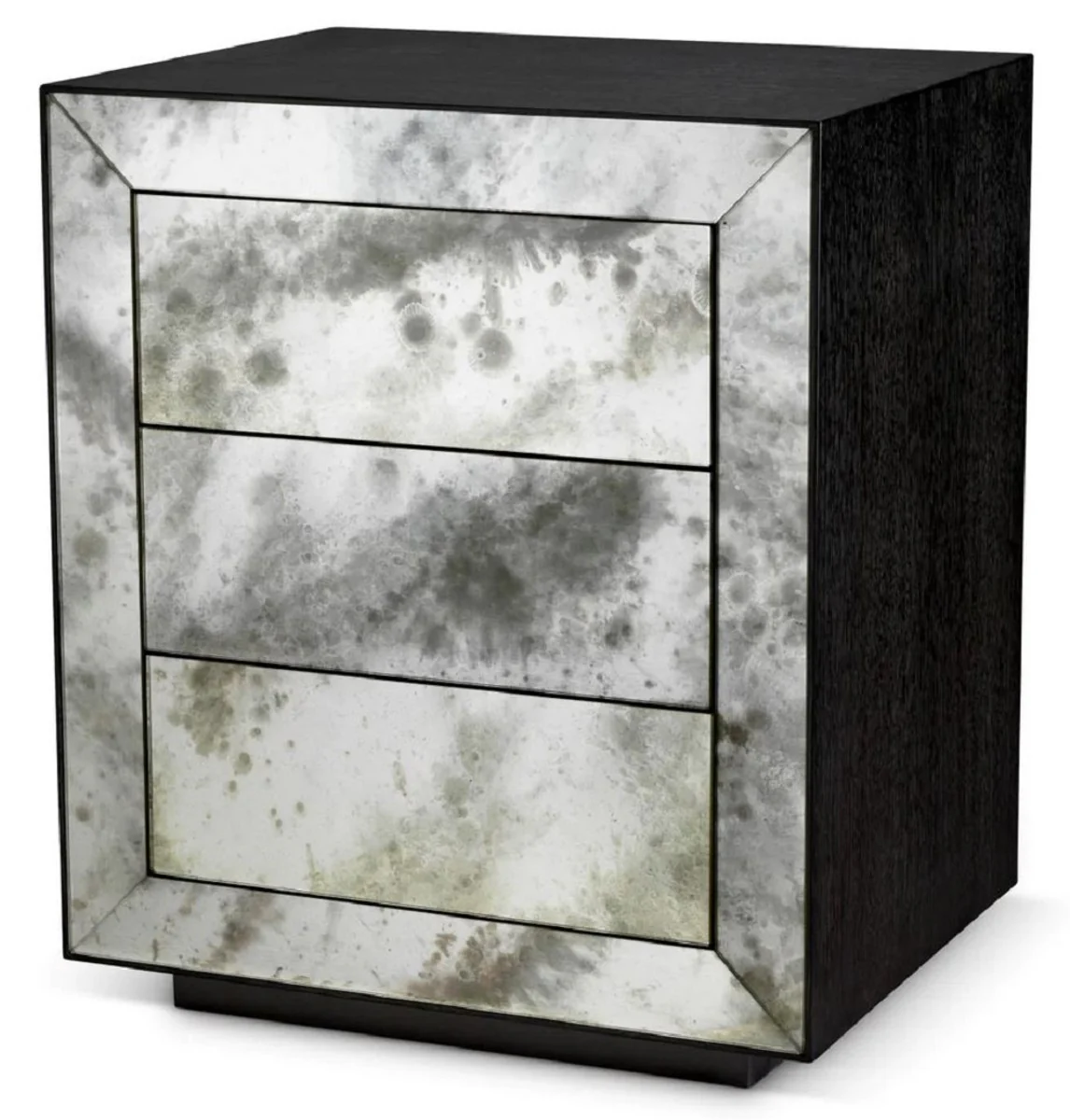 Luxury night dresser with antique mirror glass black gray - luxury furniture