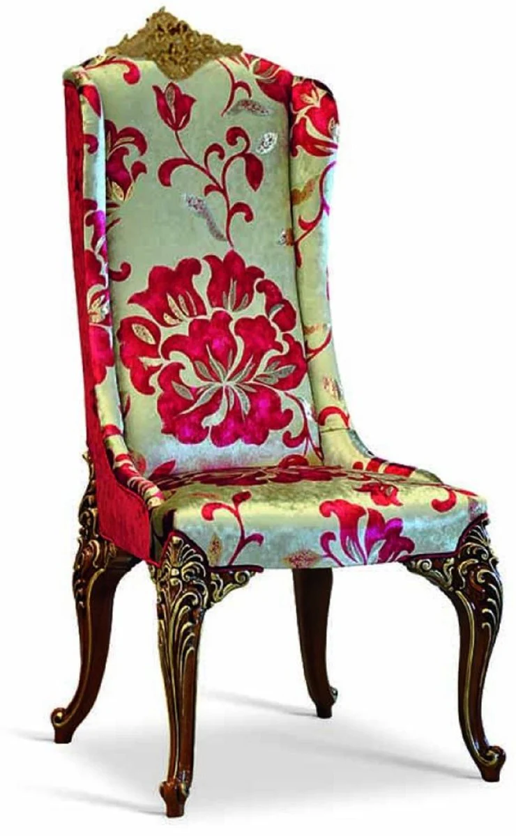 Luxury Baroque Dining Room Chair Gold / Red / Dark Brown / Gold - Baroque Furniture - Made in Italy