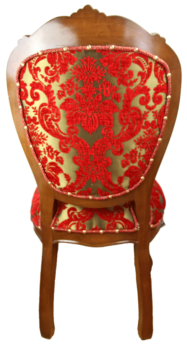 Luxury Baroque Dining Room Chair Red / Gold / Brown Antique Look 54 x 57 x H. 107 cm - Luxury Hotel Furniture - Made in Italy