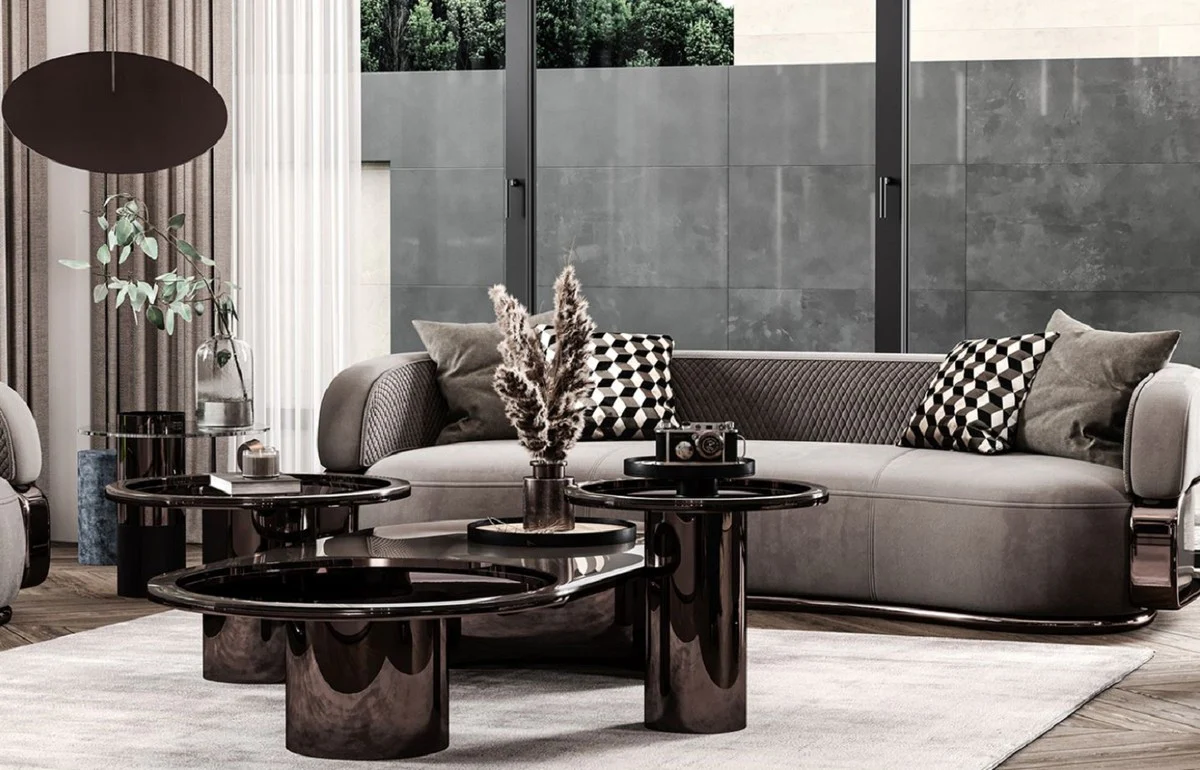 Luxury sofa gray / bronze 280 x 110 x H. 70 cm - Curved living room sofa - Hotel sofa - Living room furniture - Living room furniture - Hotel furniture - Luxury furniture - Luxury furniture