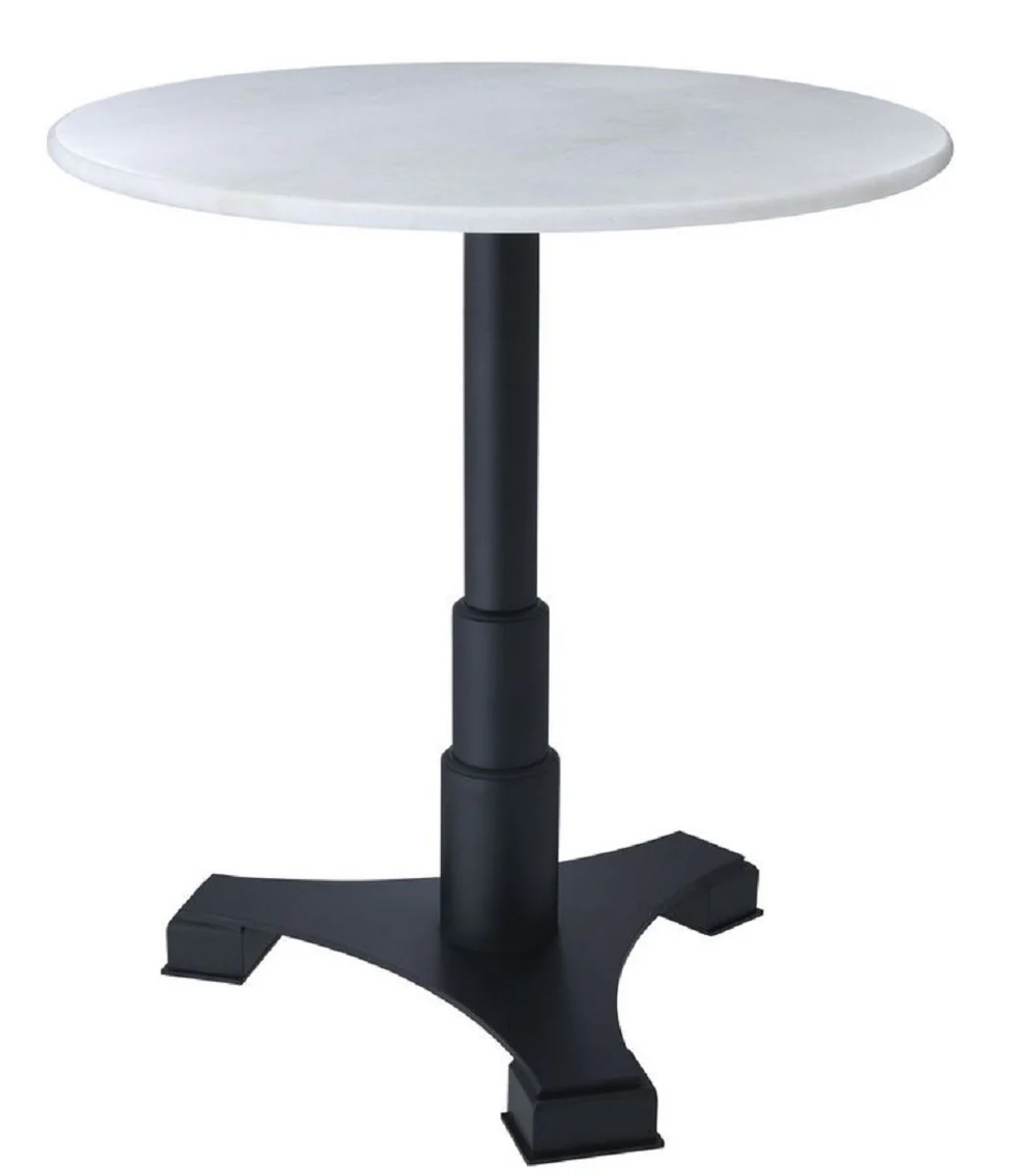Luxury dining table white / black Ø 70 x H. 75 cm - kitchen table with round marble top - dining room furniture