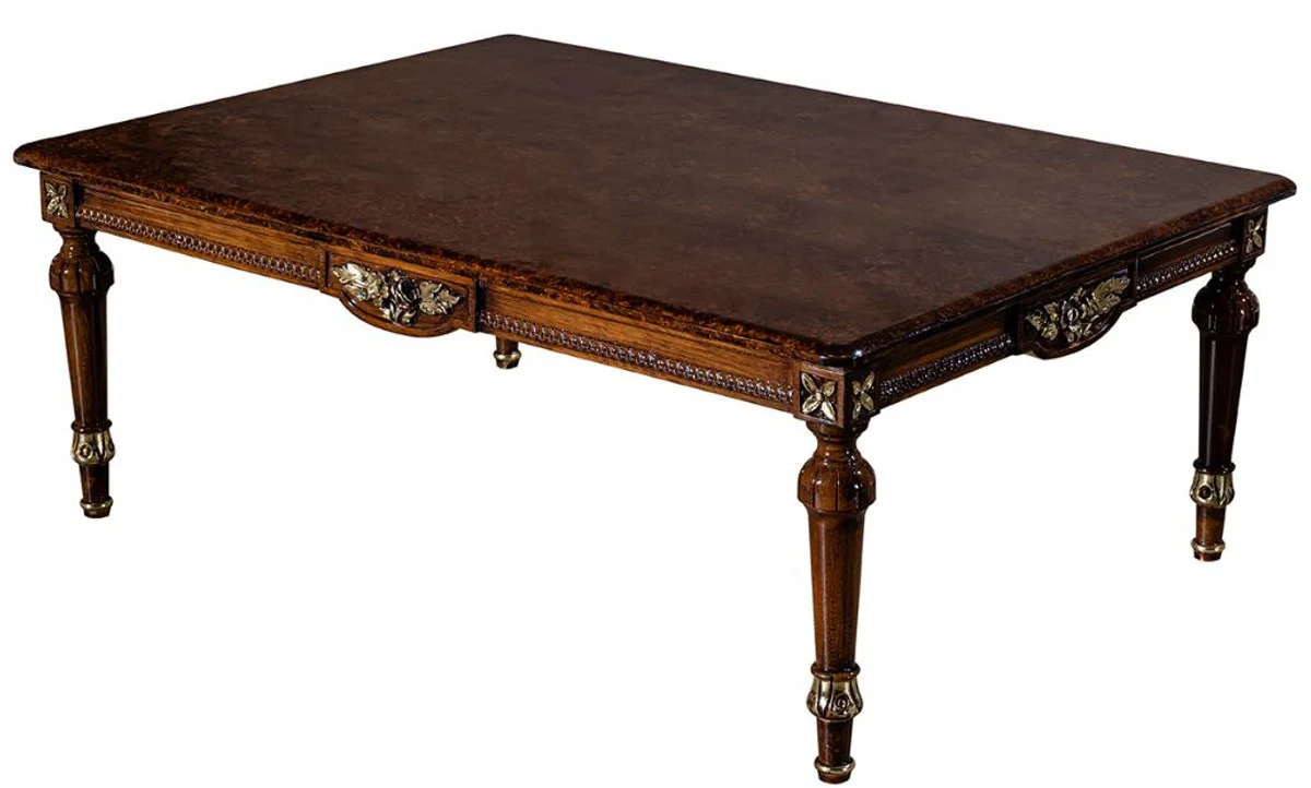Luxury baroque coffee table brown 122 x 86 x H. 46 cm - solid wood living room table in baroque style - baroque living room furniture
