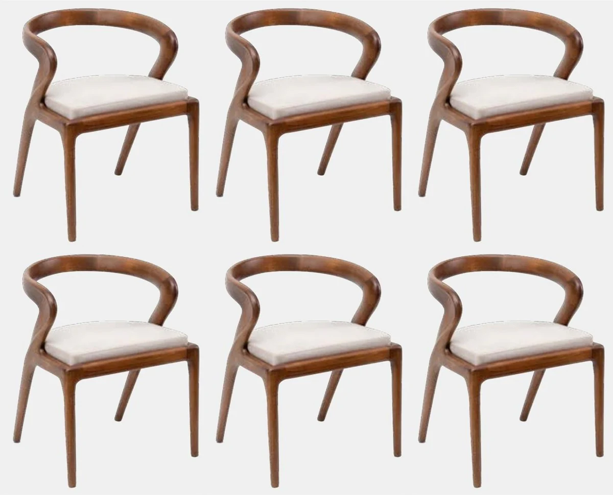 Luxury dining room chair set of 6 brown / gray 57 x 67 x H. 77 cm - Luxury solid wood kitchen chairs - Dining room furniture - Kitchen furniture - Luxury furniture - Luxury dining room furnishings