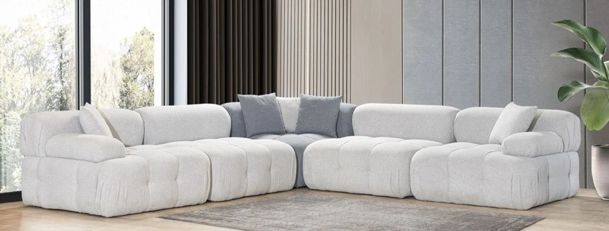Luxury living room corner sofa light gray / gray 295 x 295 x H. 70 cm - Modular 5-piece sofa - Hotel sofa - Living room furniture - Hotel furniture - Luxury furniture