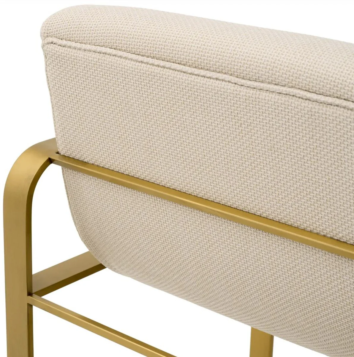Luxury bar chair with armrests sand color / brass 53.5 x 57 x H. 96.5 cm - Padded stainless steel bar stool - Bar furniture - Luxury furniture - Luxury quality