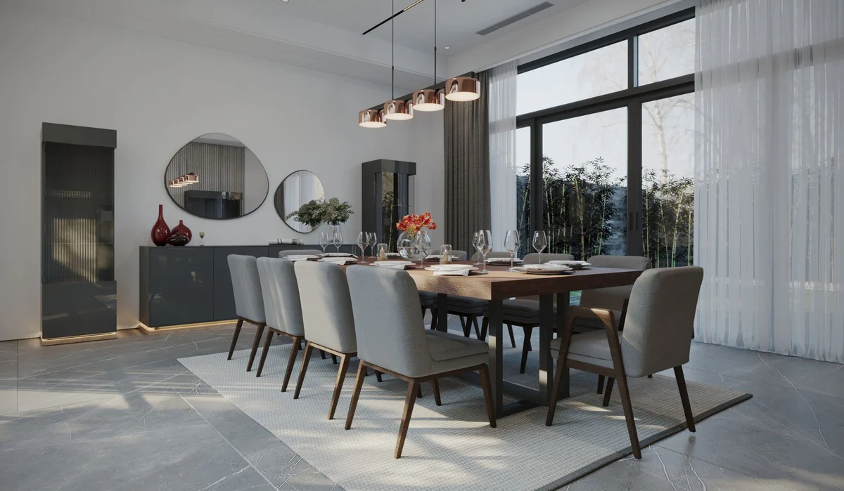 Luxury dining table dark brown / dark gray - various sizes - rectangular kitchen table with solid wood table top and metal legs - dining room furniture - kitchen furniture - luxury furniture