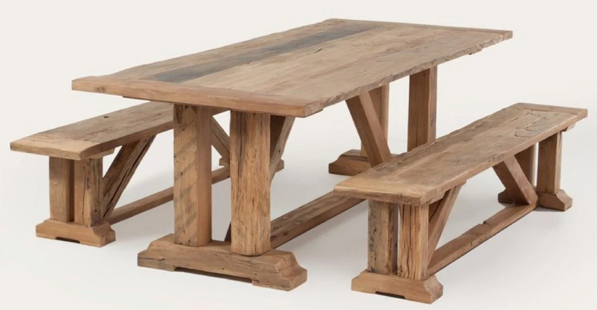 Country Style Dining Table Natural Colors - Various Sizes - Rectangular Rustic Solid Wood Kitchen Table - Rustic Solid Wood Dining Room Furniture - Country Style Dining Room Furniture