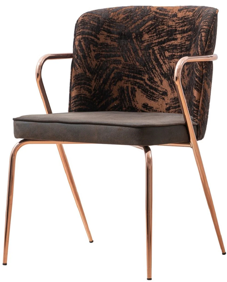 Luxury dining room chair set of 6 with armrests gray / brown / black / copper