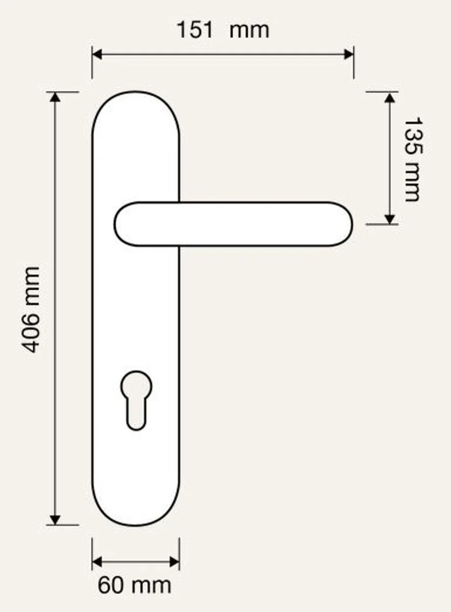 Baroque door handle set brass patinated 15.1 x H. 40.6 cm - Baroque style door handle set with elegant porcelain handle