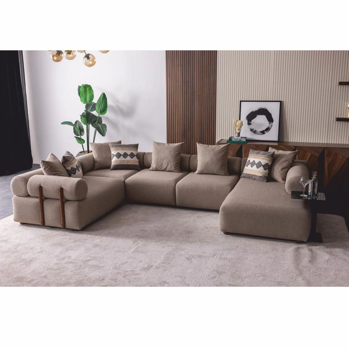 Luxury corner sofa gray / brown 390 cm - modular living room sofa