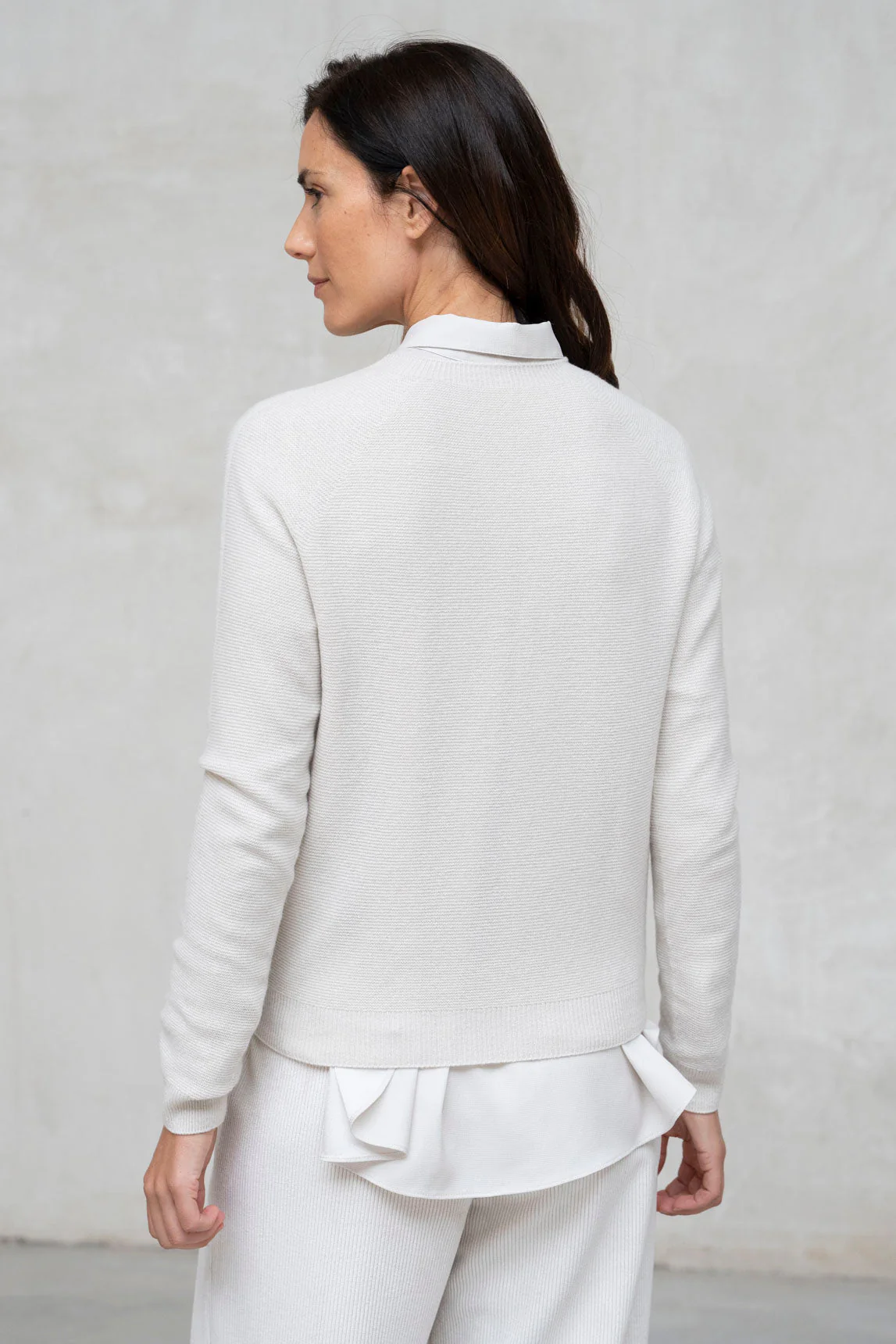 Rivera-Spanien-Jersey Módena aus ecrufarbener Kaschmirwolle