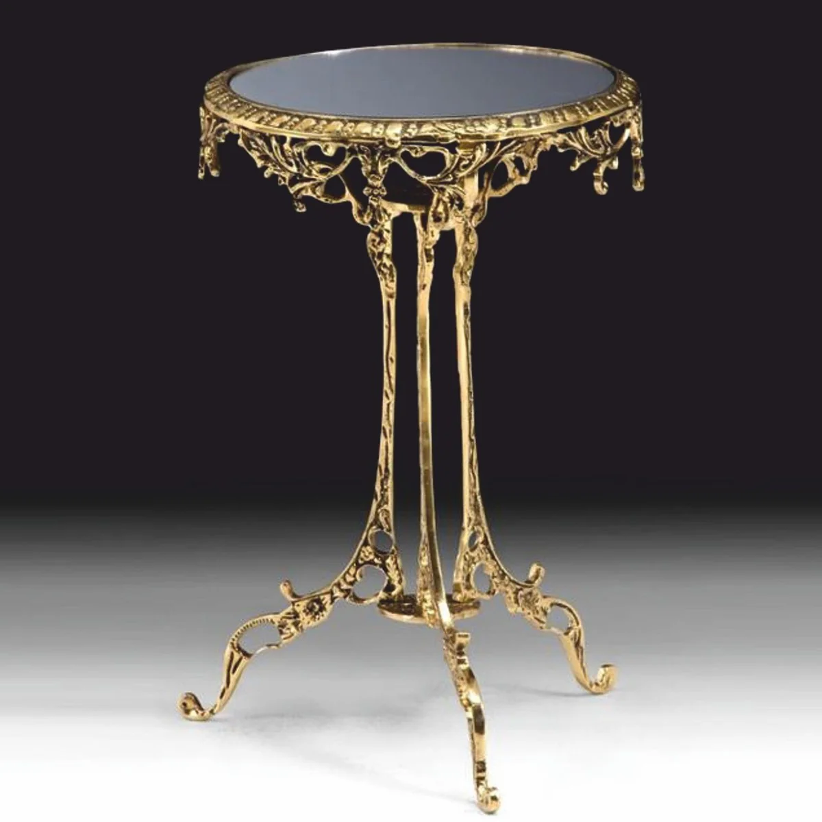 Luxury Baroque Bronze side table with gold glass top H. 49 cm - Baroque furniture
