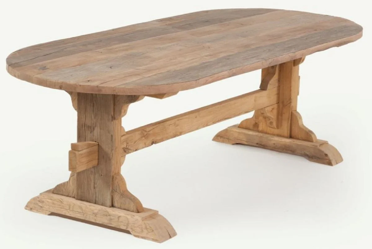 Country Style Dining Table Natural Colors - Various Sizes - Oval Rustic Solid Wood Kitchen Table - Rustic Solid Wood Dining Room Furniture - Country Style Dining Room Furniture