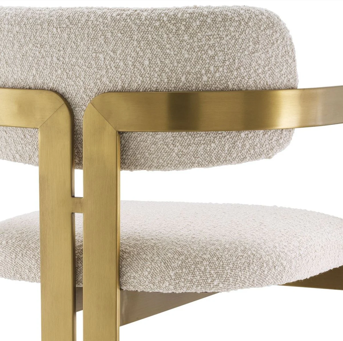 Luxury bar chair cream / brass 53 x 44.5 x H. 107 cm - Padded stainless steel bar stool - Luxury bar furniture