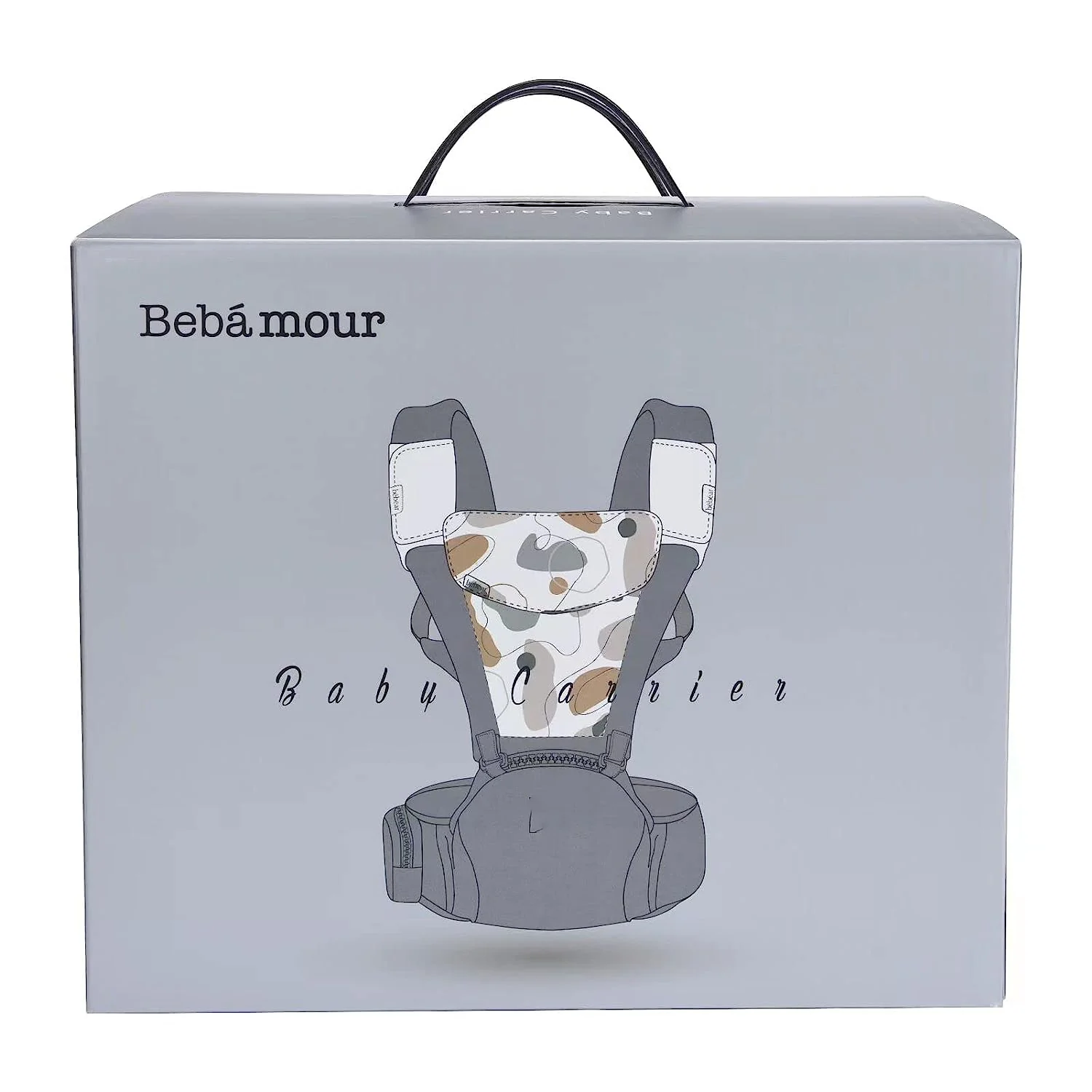 Babytrage für Neugeborene bis Kleinkinder, Baby-Hüfttrage mit Kopfhaube, Taillenverlängerung und 3 Beißpolstern (grau)
