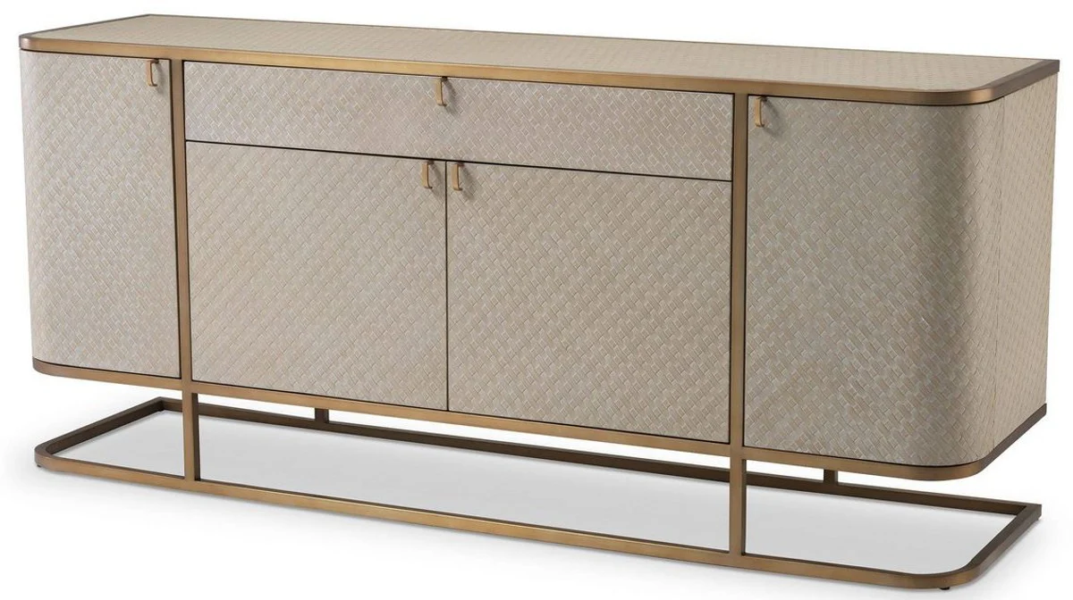Luxury chest of drawers with 4 doors and drawer beige / brass 170 x 46 x H. 75 cm - sideboard - cabinet - luxury furniture - luxury quality