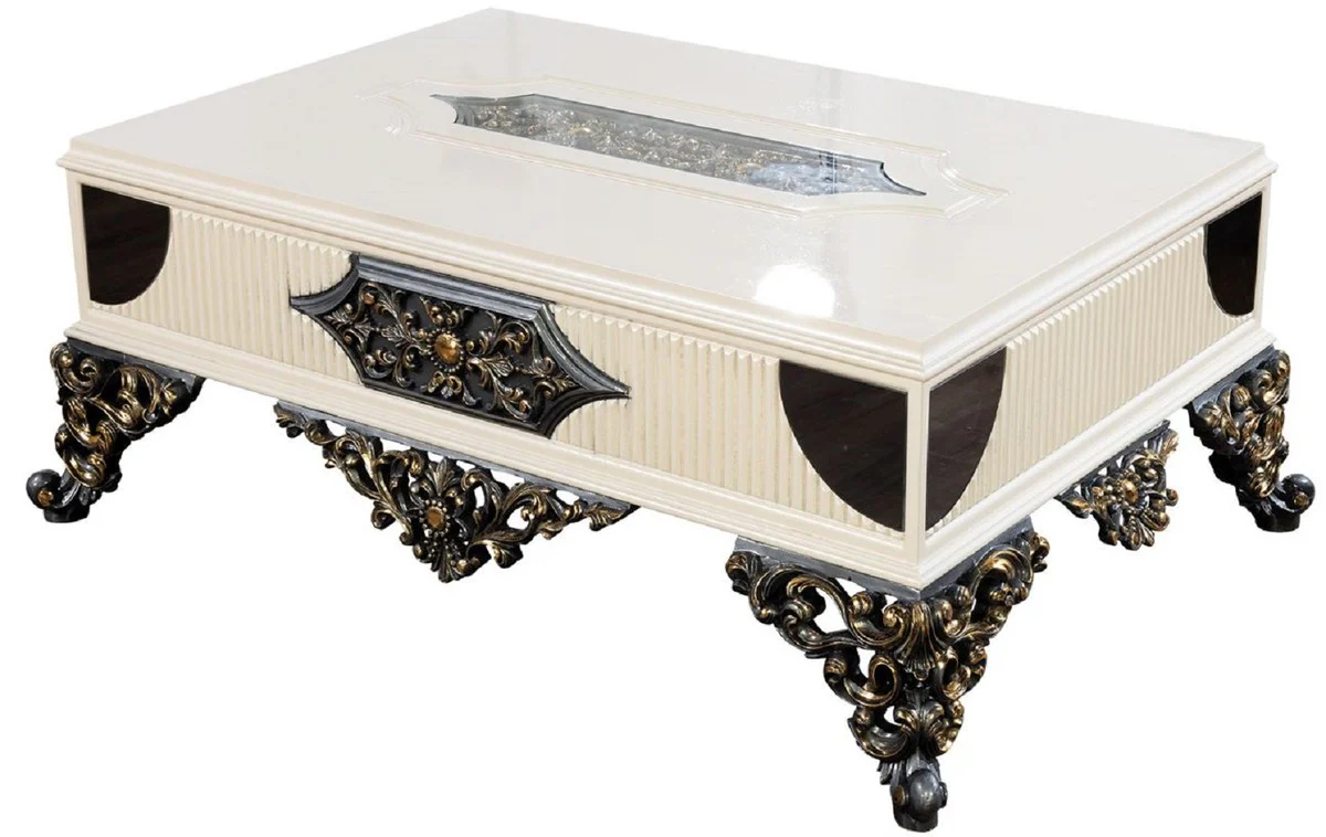 Luxury baroque coffee table white / cream / black / blue / gold - magnificent baroque style living room table - baroque style living room furniture - baroque furniture - luxury furniture in baroque style
