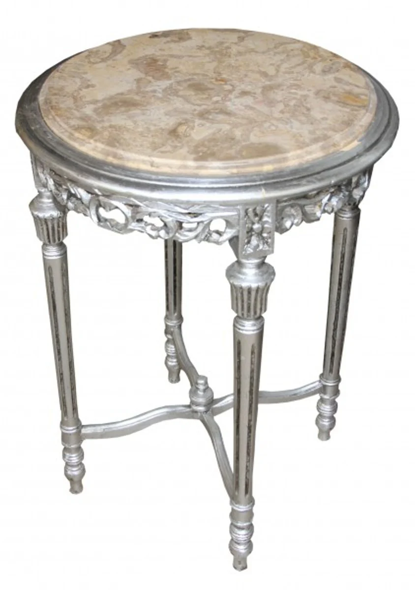 Baroque side table round silver ModY20 68 x 48 cm antique style