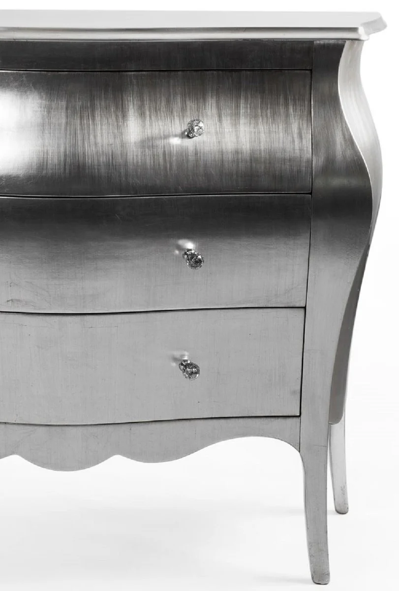 Luxury Baroque chest of drawers silver - Handmade solid wood chest of drawers with 3 drawers - Luxury furniture in the Baroque style - Baroque furniture - Baroque furnishings - Noble & magnificent