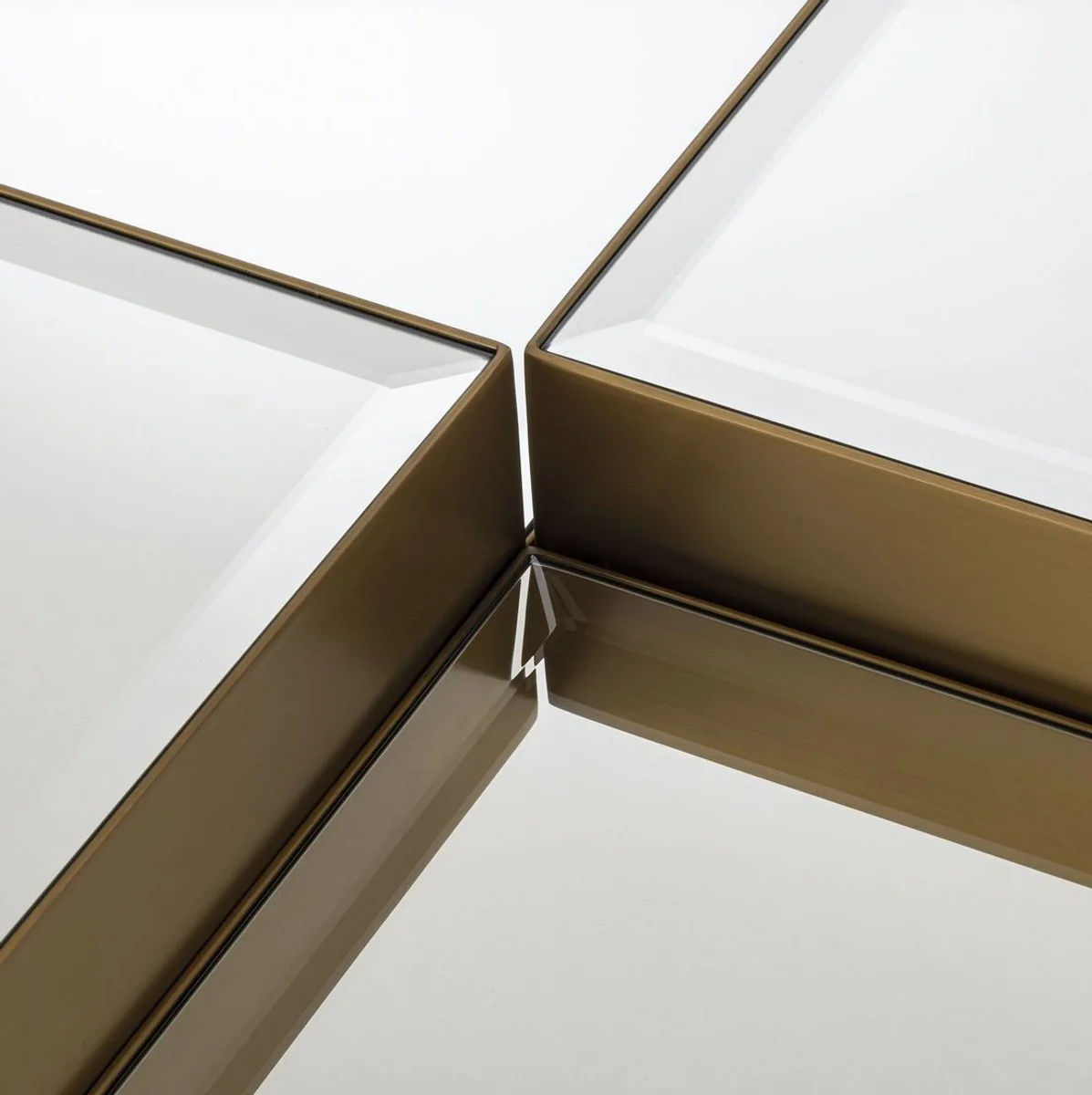 Luxury stainless steel coffee table set with mirror glass table tops brass / black - living room furniture - luxury furniture