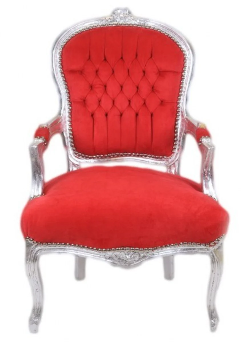 Baroque Salon Chair Red / Silver - Antique Design Furniture