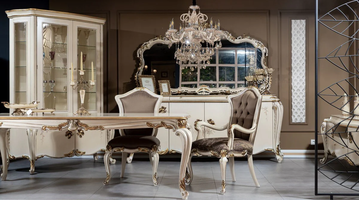Luxury baroque dining room set - 1 baroque dining table & 8 baroque dining chairs - magnificent dining room furniture in baroque style