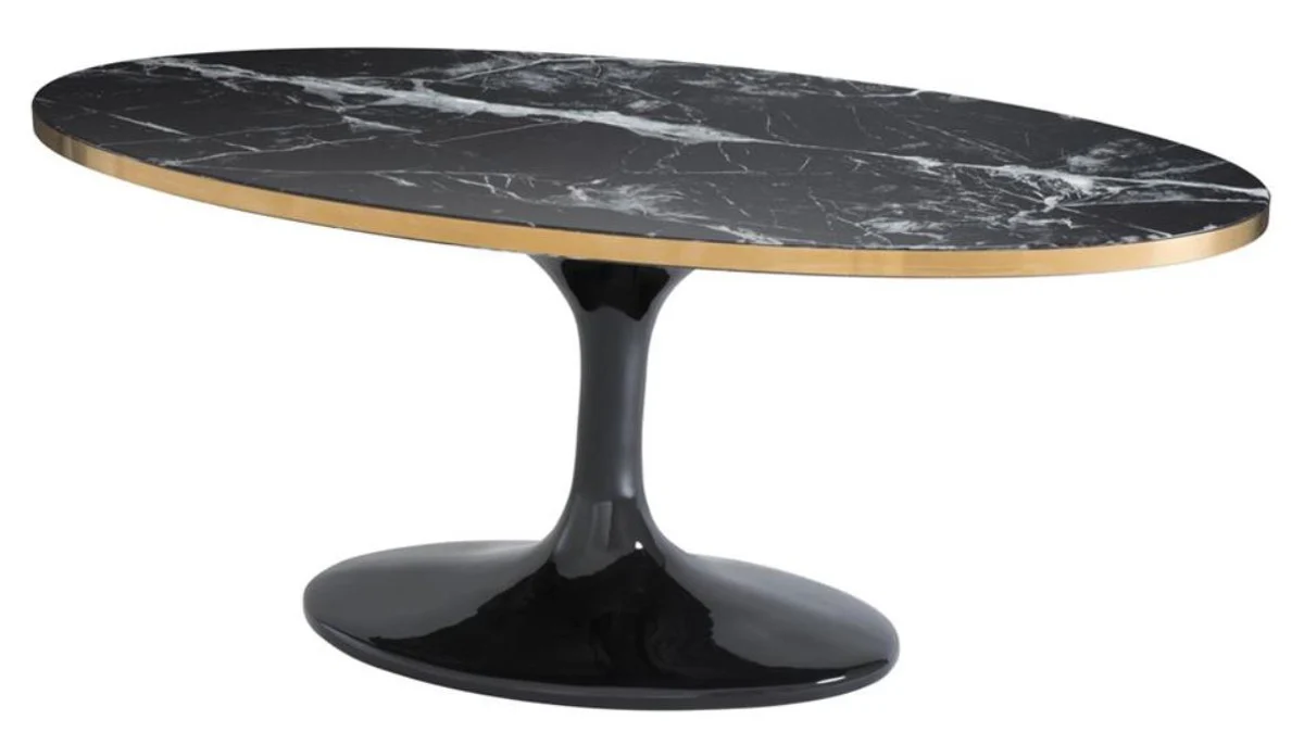 Luxury coffee table oval black / brass 120 x 60 x H. 50.5 cm - luxury living room table