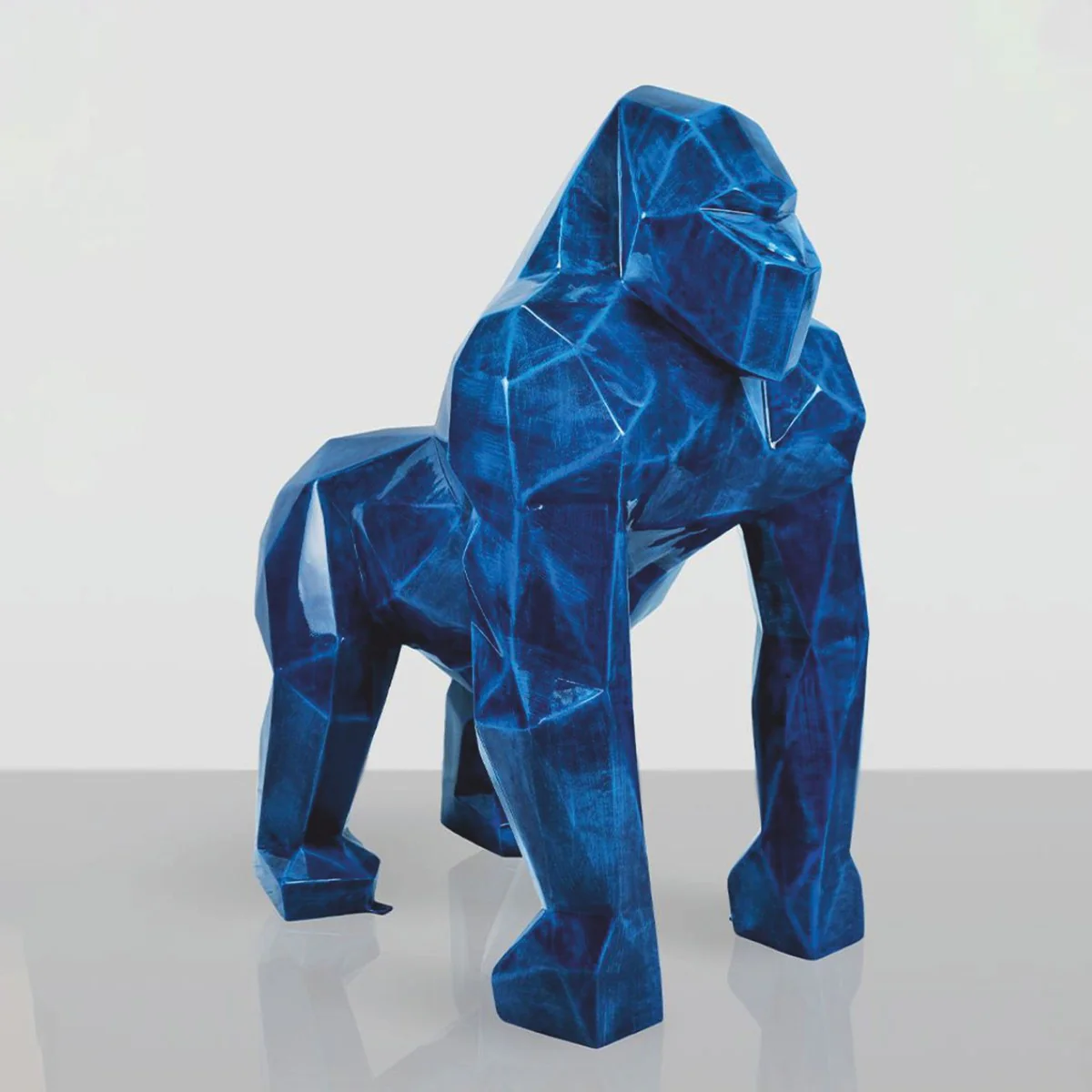 XXL Deko Skulptur Gorilla Affe Antik Blau H. 128 cm - Deko Figur