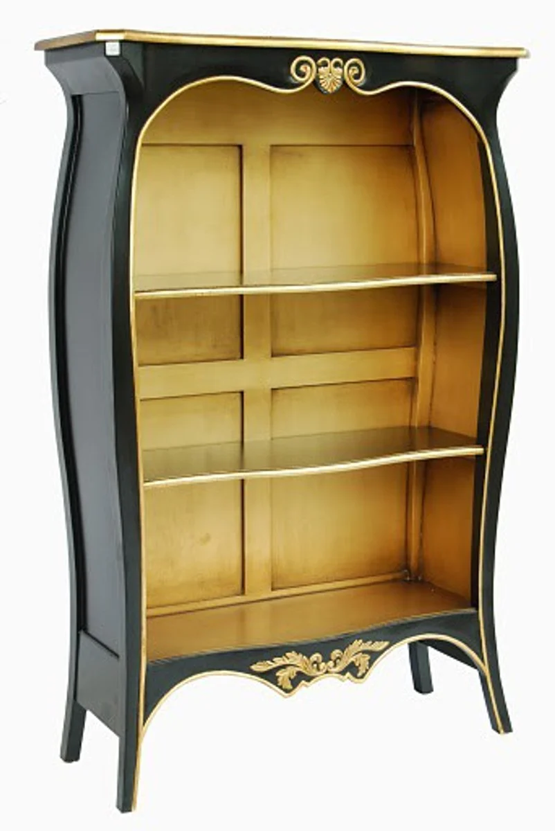 Baroque bookcase black / gold W 110 x H 169 cm bookcase shelf cabinet