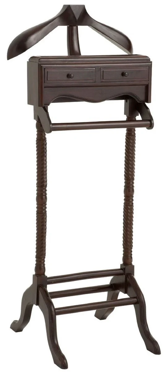 Luxury mahogany dressboy with 2 drawers dark brown 51 x 46.5 x H. 123 cm - clothes rack - coat rack - mute servant - bedroom accessories - hotel accessories