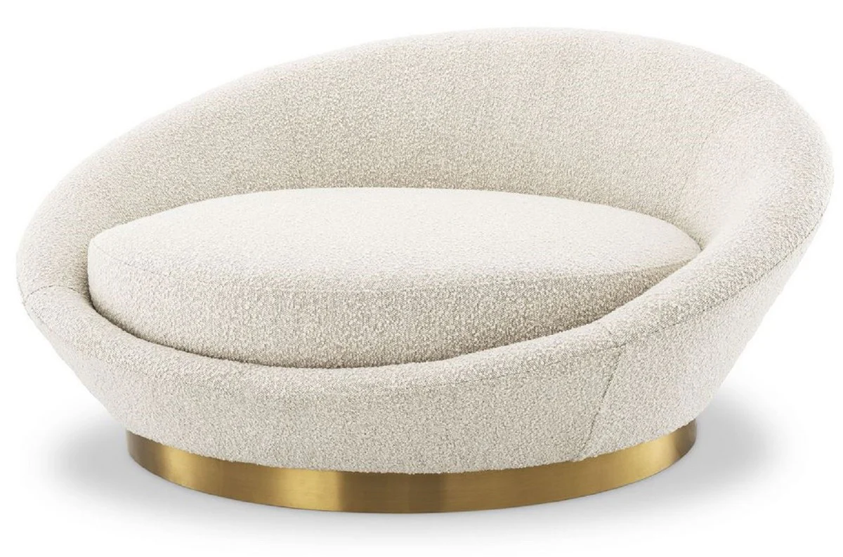 Luxury sofa cream color / brass Ø 147 x H. 74 cm - Round living room sofa - Round sofa - Living room furniture