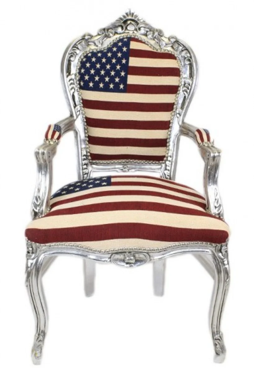 Baroque dining room with armrests USA / silver antique style